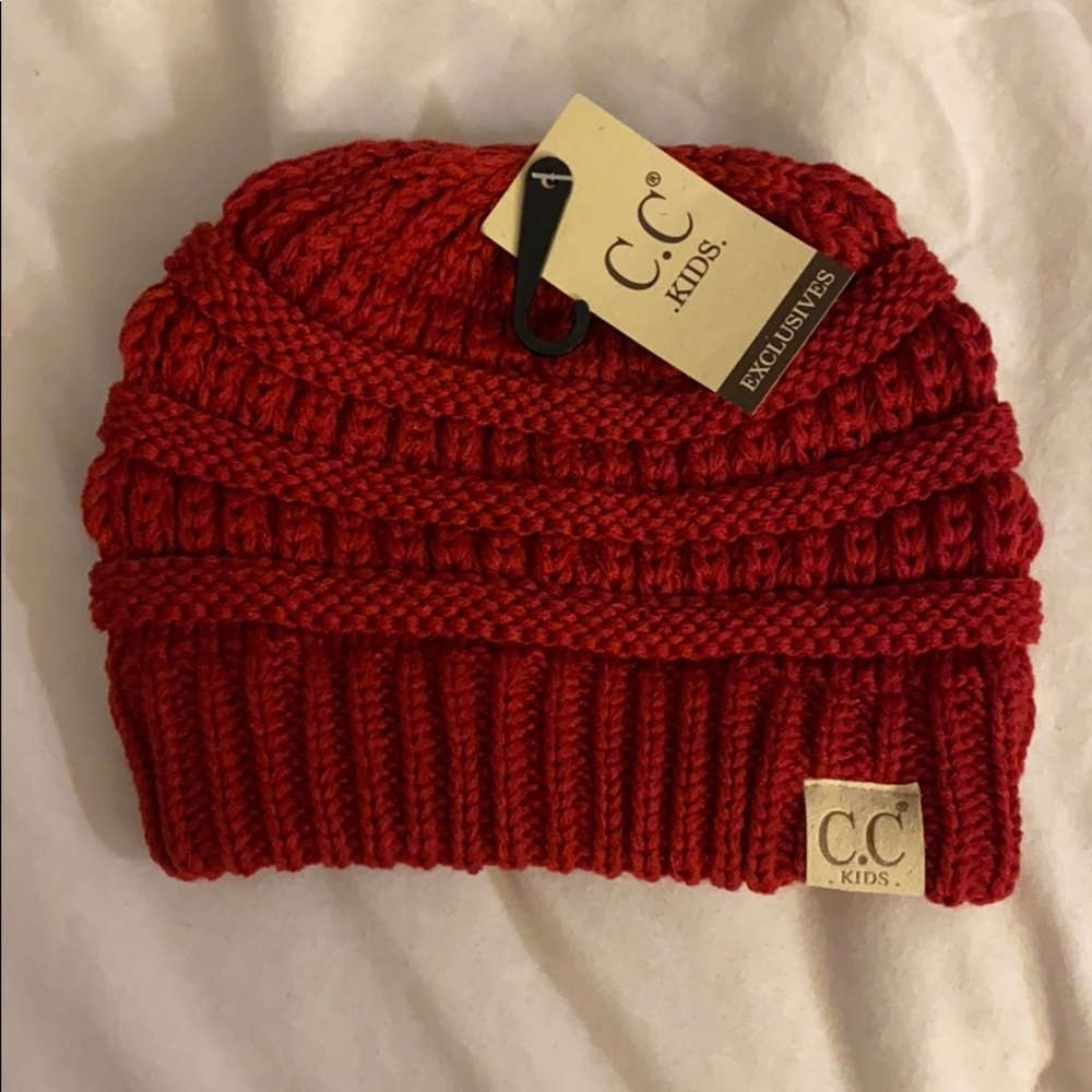 CC Kids Red Cable Knit Beanie NWT